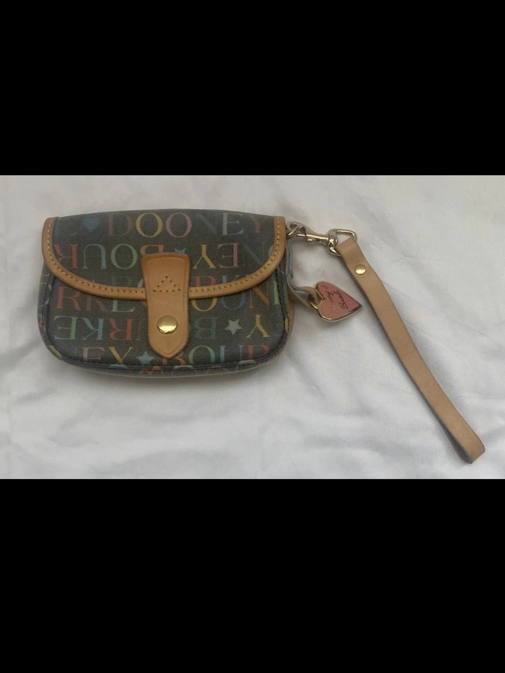 Dooney & Bourke Pink Heart Logo Charm with Tan Strap Vintage Y2K